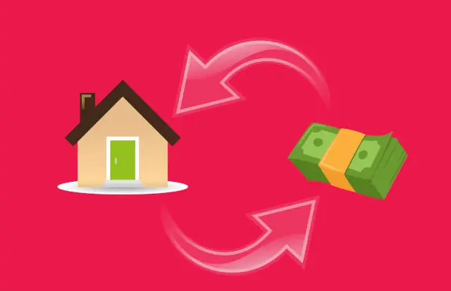 Image of money moving toward and away from a house